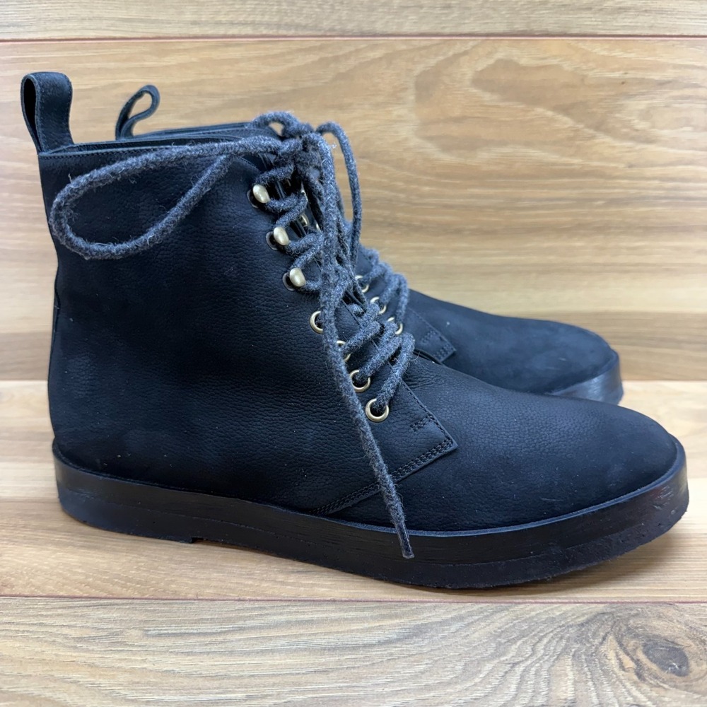 Jenni Kayne Canyon Boots Womens 10 EU 40 Black Nubuck Leather Lace Up Crepe Sole